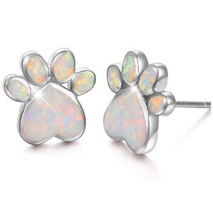 Opal Paw Print Earrings